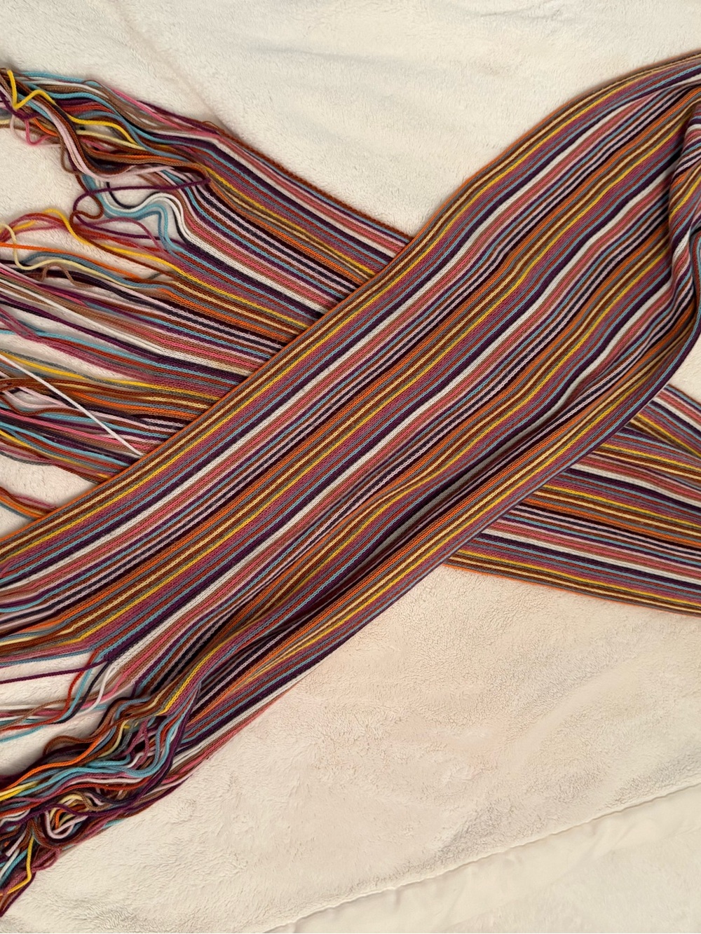 Multicolor Striped Fringe Scarf - Women/Unisex Accessories